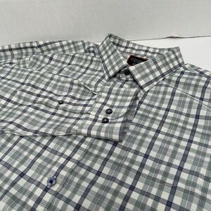 UNTUCKit Reid Stretch Polyester Long Sleeved Gray Plaid Shirt Size XXL‎